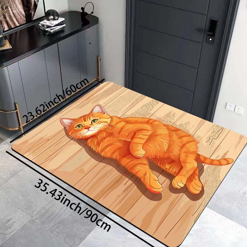 1Pcs Anti Fatigue Kitchen Rugs, Cute Cartoon Cat Print Waterproof Non-Slip Thick Cushioned Kitchen Mat Heavy Duty Comfort Standing Mat for Kitchen
