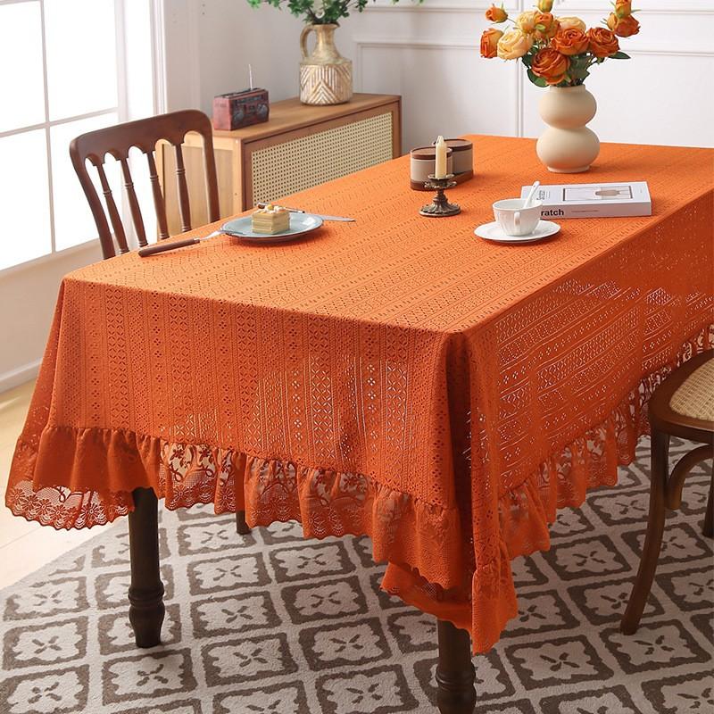 2025 New Square Decoration Table Cloth French Retro Lace Tablecloth Rectangle Dustproof Table Cover Luxury Retro Lace Tablecloth