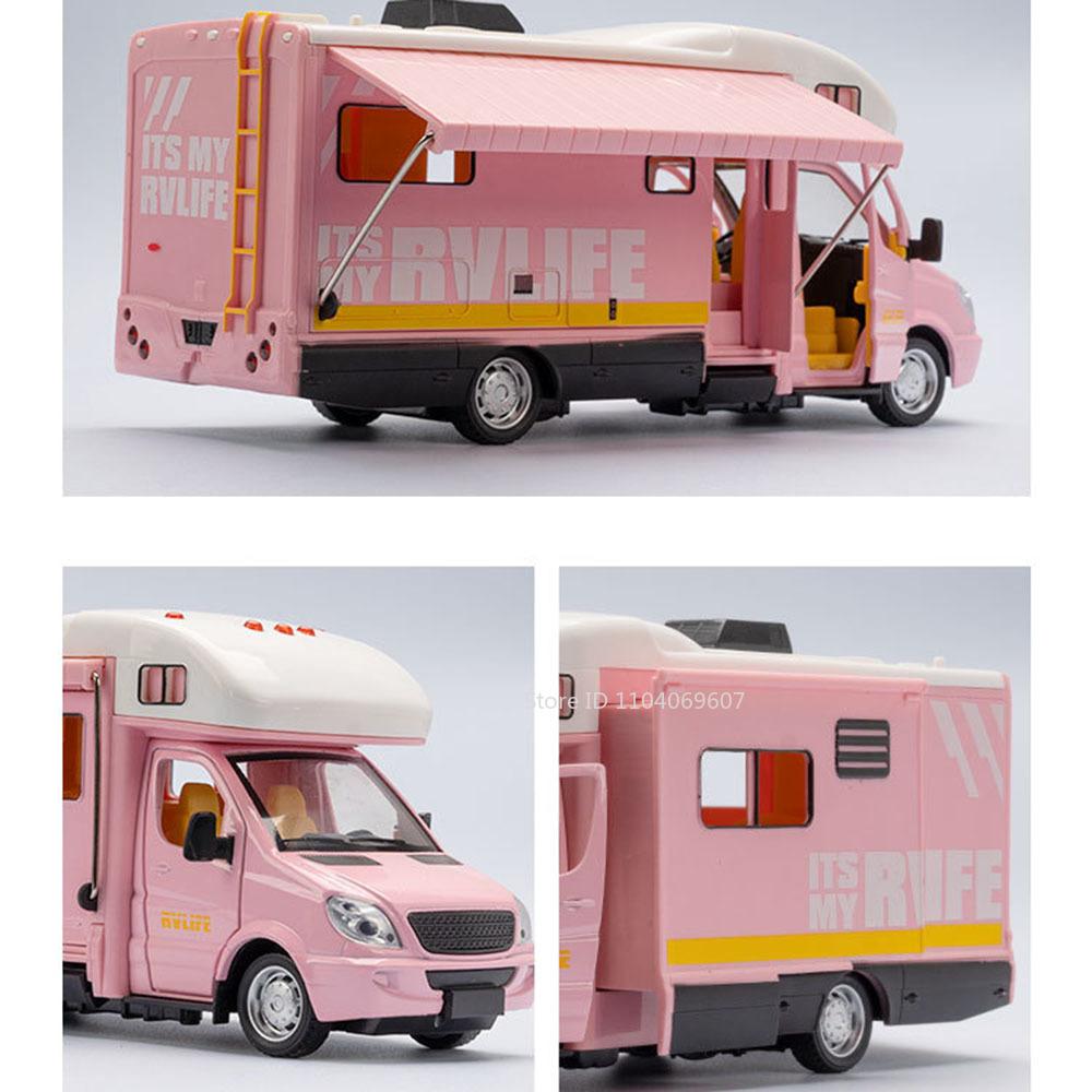 1:32 Scale Camping RV Alloy Diecast F150 Car Model Miniature Toys Sound Light Doors Opened Pull Back Festival Gifts for Kids