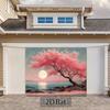 2D Sakura Moon Backdrop, Cherry Blossom Tree Photography Background