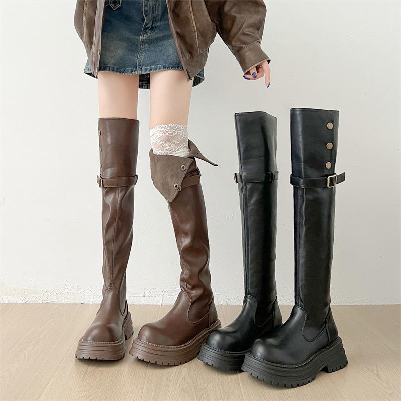 Fashion Autumn Winter Platform Thick Bottom Women Long Boots Fashion Female Casual Over The Knee High Booties