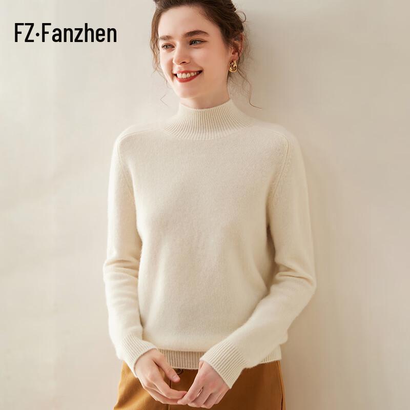 Fanzhen Women's Thickened Mock Neck Cashmere Sweater