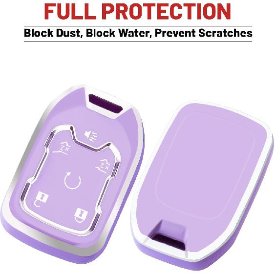 For GMC Key Fob Cover With Keychain, Key Case Shell TPU Full Protection Compatible With GMC Chevy Silverado Suburban Tahoe Acadia Terrain Yukon