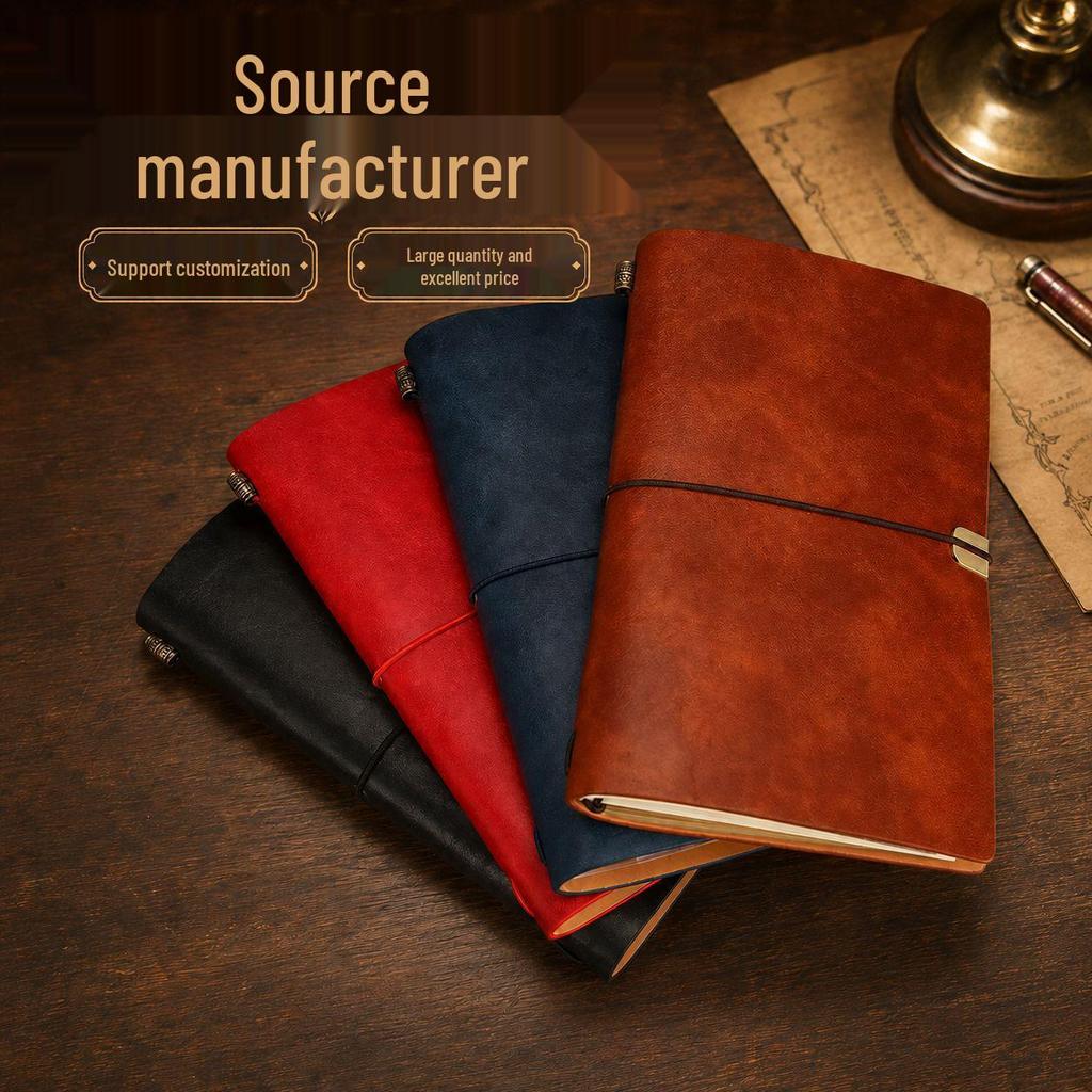 A6 Retro Travel Faux Leather Planner Notebook - Nostalgic Custom Multifunctional Design for Business