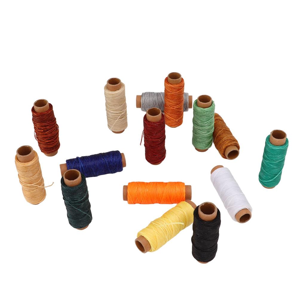 15pcs Waxed Thread 15 Colors 50 Meters Length DIY Making Leather Wax Coated Sewing Thread for Handwork Crafts