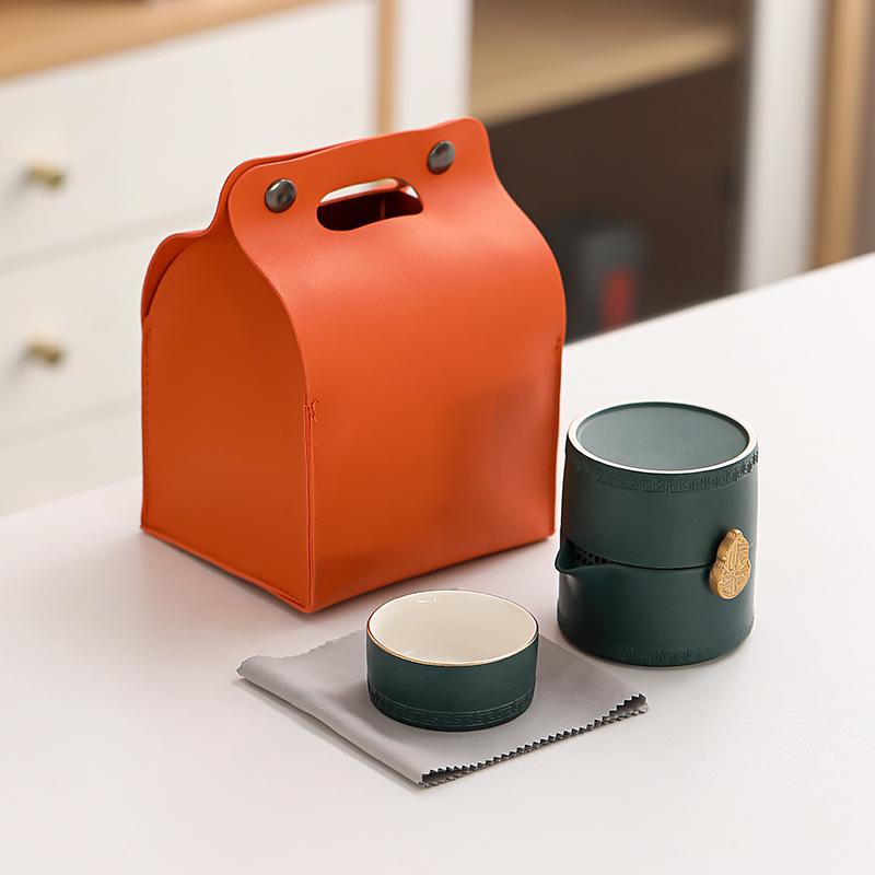 Portable Kung Fu Tea Set, Anti-Hot Teapot, 1 Pot, 2 Cup, Crack Cup, Outdoor Travel, Business Gifts