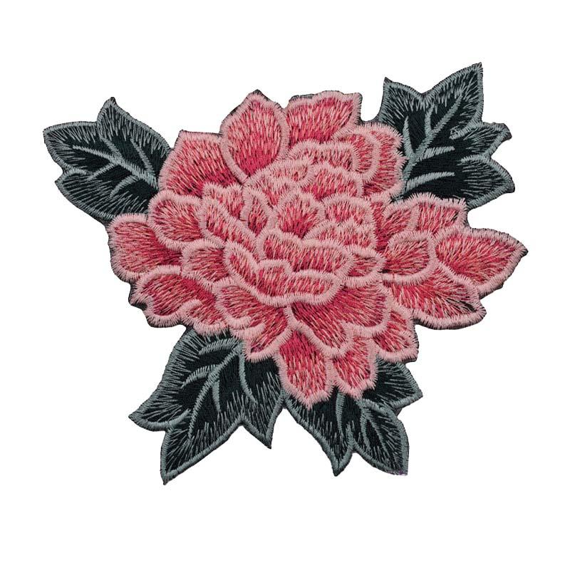 Fashion Show Costume Decorative Peony Patch Flower Motif Embroidery Diy Bag Hat Textile Iron-on Badge Sticker Accessories Patch