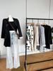 Women's Slim Black Suit with Unique Design - Imported Fabric, Mid-Length Autumn Jacket, Slim Fit.