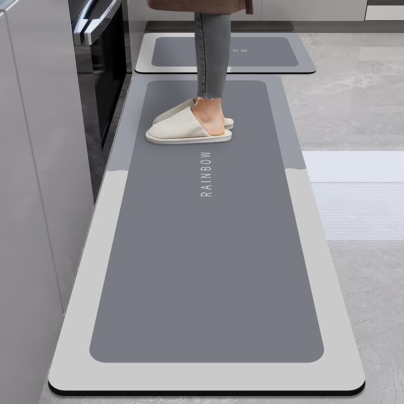 Marble Pattern Kitchen Anti-Oil Diatom Mud Mat: Water-Absorbing, Quick-Drying, Non-Slip, Easy-Care.