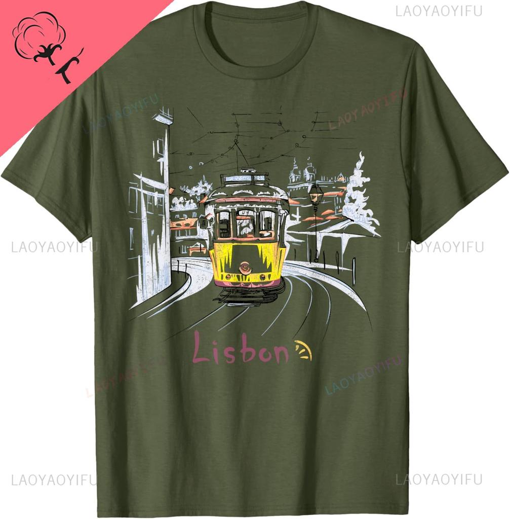 Travel Europe Portugal Lisbon Portuguese Vacation Souvenir TShirt Breathable and Comfortable Cotton Tee Ropa Hombre