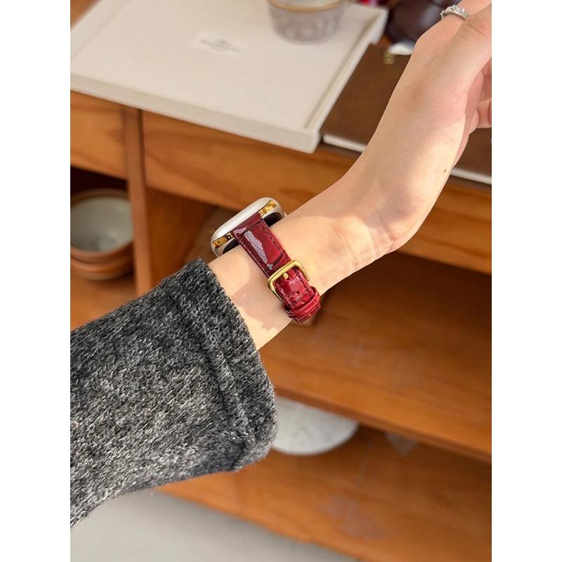 Leather Slim Band For iWatch Ultra 11 10 9 8 7 6 5 Se Woman Bracelet Strap For Apple Watch 38mm 40mm 41mm 42mm 44 45mm 46mm 49mm