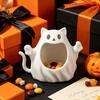 Creative Candy Storage Bowl 3D Printed Halloween Ghost Cat Holder, Decorative Kitten Statue with Decor Hollow Storage, Bowl, Cute Desktop Organizer