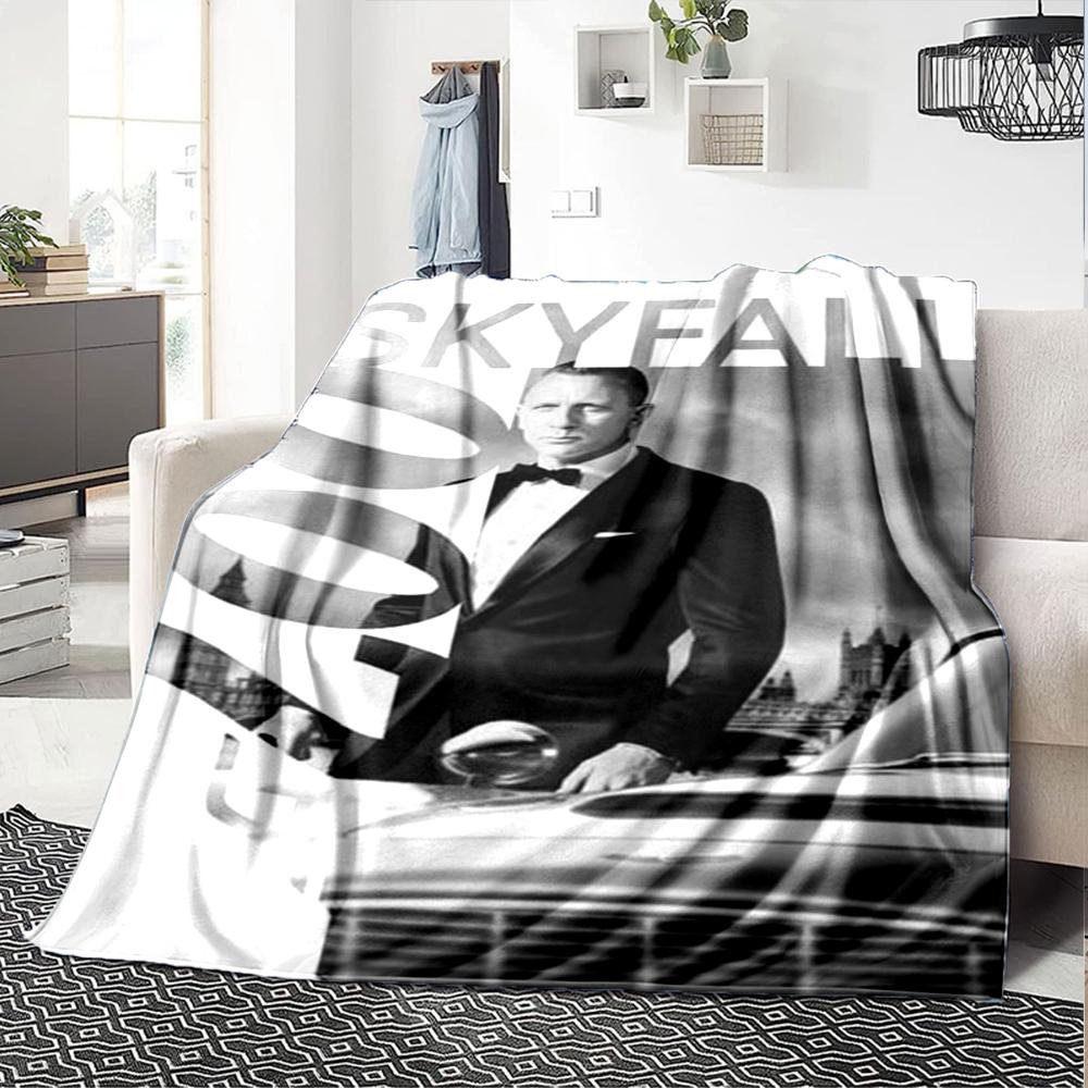 007 James Bond Theme Printed Blanket - Perfect for Couch, Bed, Travel & Outdoor Use | Machine Washable, Cozy & Durable.