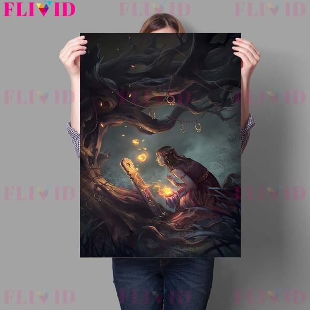 Witch Sabbath and Ghosts In the Mirror Witnage Wall Art Print Witch Scarecrow Retro Poster and Print Home