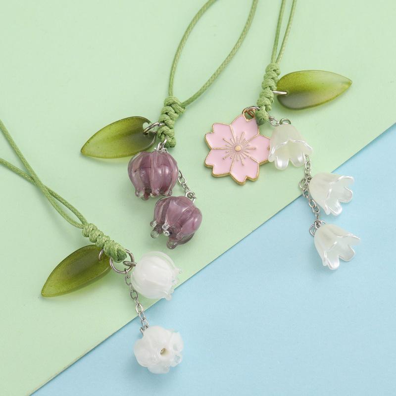 Tulpenblumen Handystraps Anhänger Niedlich Für iPhone Kurzes Lanyard Handschlaufe Niedlicher Schlüsselanhänger Handy-Riemen Mode-Anhänger