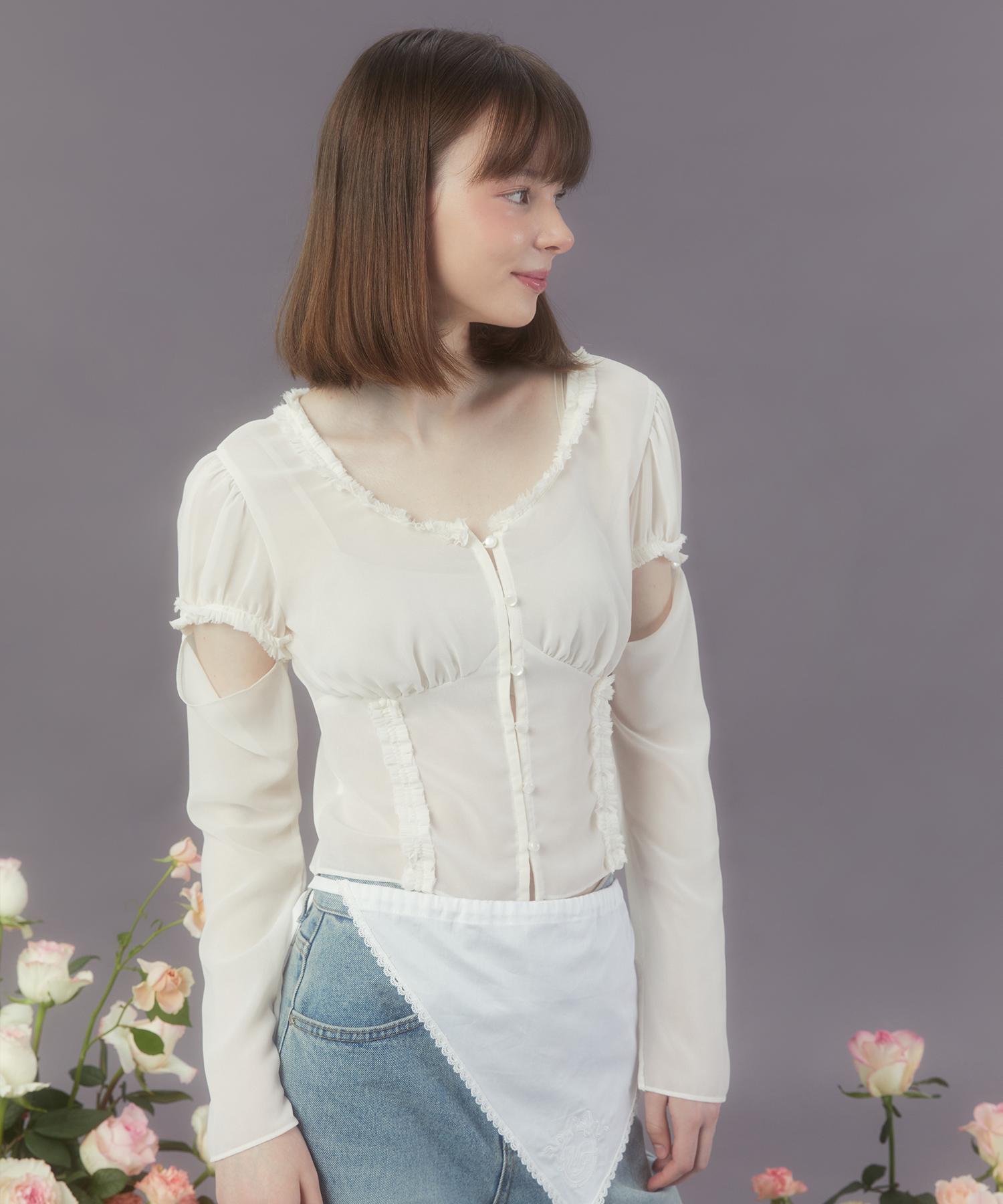 Margarine Fingers Two-Way Chiffon Blouse (Cream)