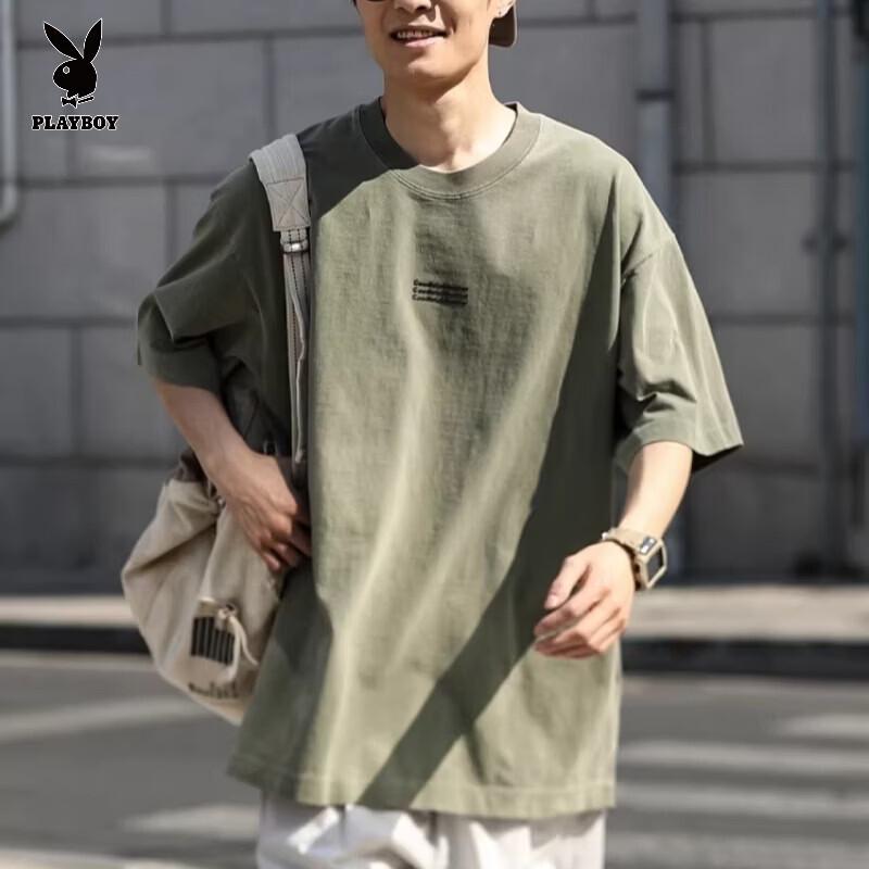 PLAYBOY Men s Washed Cotton Retro Short Sleeve T-Shirt M