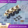 Gold Plated 3+3 Long Position Acoustic Guitar Tuning Pegs with Black Plastic Heads