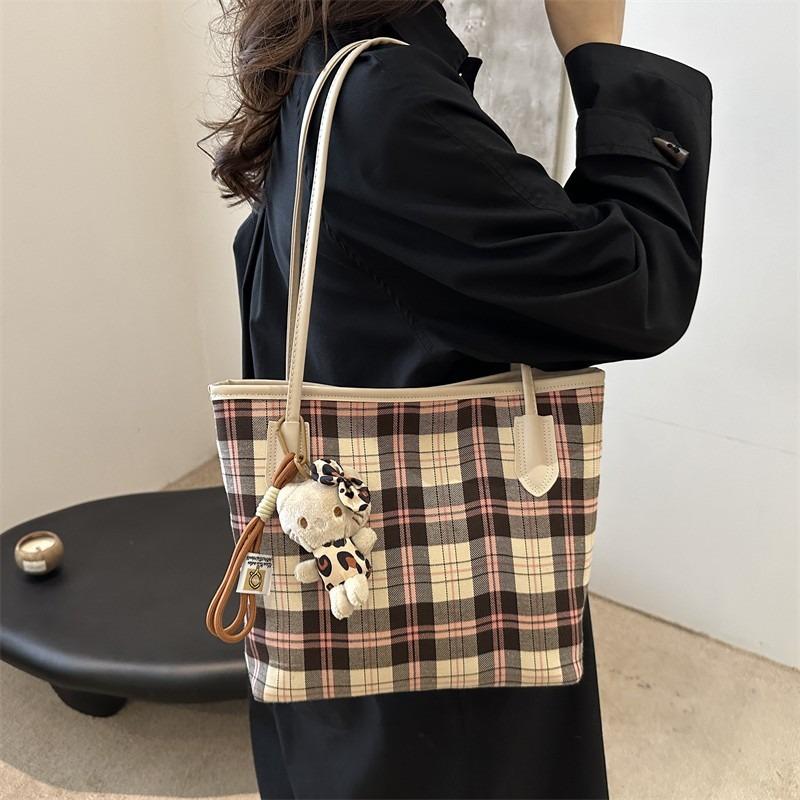 Niche Large-capacity Design Bags New Autumn and Winter Fashion Shoulder Bags Versatile Plaid Casual Tote Bags Are Available