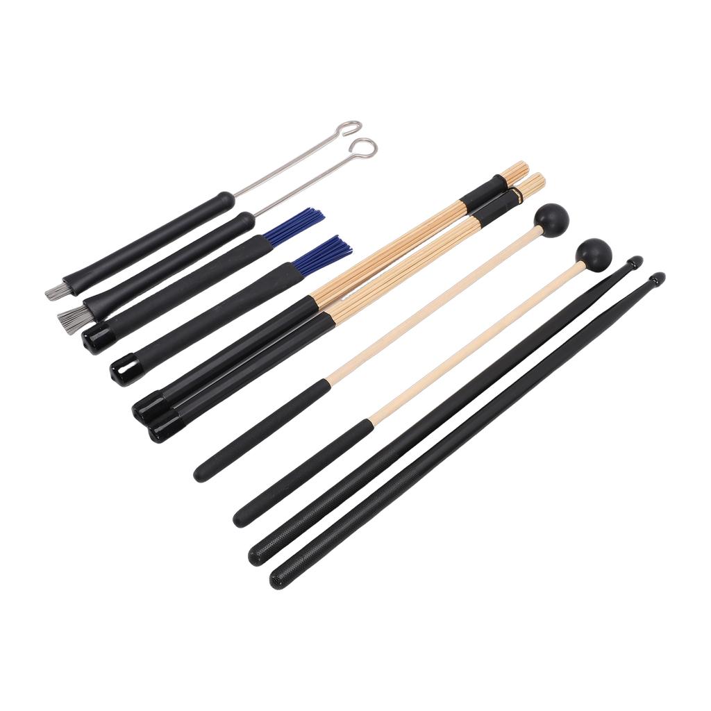 Drumstick Set 5 Pairs Drum Sticks Mallets Brushes with Oxford Cloth Bag for Practice Performance