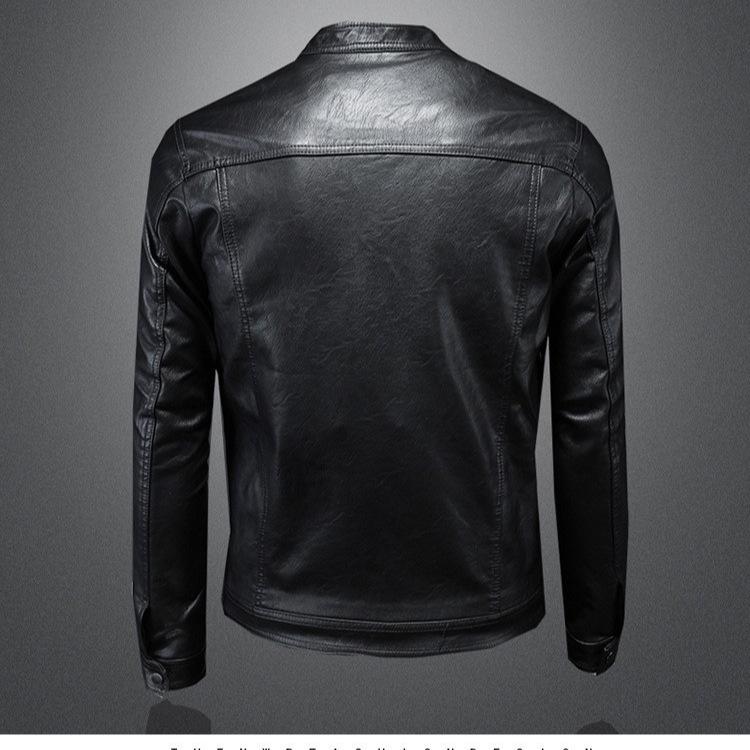 2025 Vår/Höst Herrmode Ståkrage Läderjacka - Ungdom Casual Ytterkläder