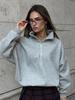 Solid Color Outer Wear Half Zipper Stand Collar Fashionable Trend Lapel Sweatshirt Loose Top