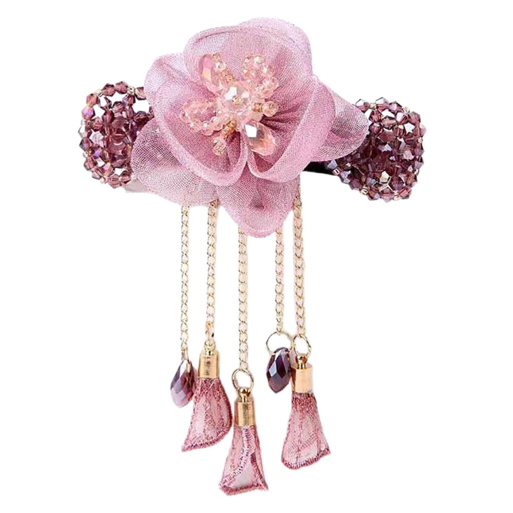 Chinese Styles Hair Pin Handmade Flower Hair Clip Long Tassels Women Hairpin for Ponytails and Various Hairstyles