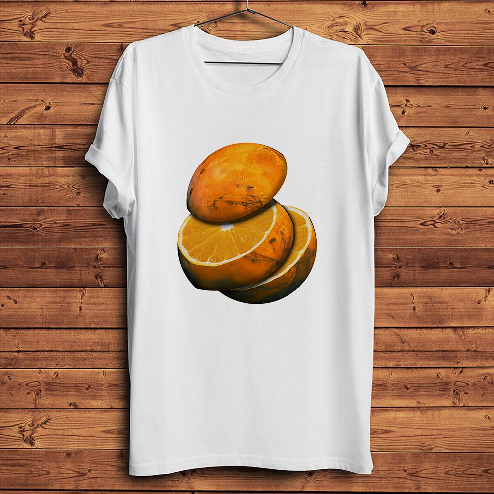 Mars Orange Slice Funny Geek T-shirt Men,Homme White Casual TShirt,Unisex Geeker Tee,Streetwear