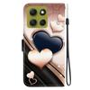 Handmade PU Leather Flip Case for Motorola Moto G86 Anti-Slip Shockproof Cover with Wrist Strap & Heart/Rose Cat Designs