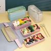 Cutie de prânz cu 3 straturi Linguriță Furculiță Veselă Set cutie Bento pentru depozitarea alimentelor Cuptor cu microunde