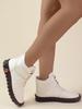 Botines de Invierno Forrados de Felpa para Mujer - Con Cordones, Punta Redonda, Cierre de Velcro, Tallas Grandes