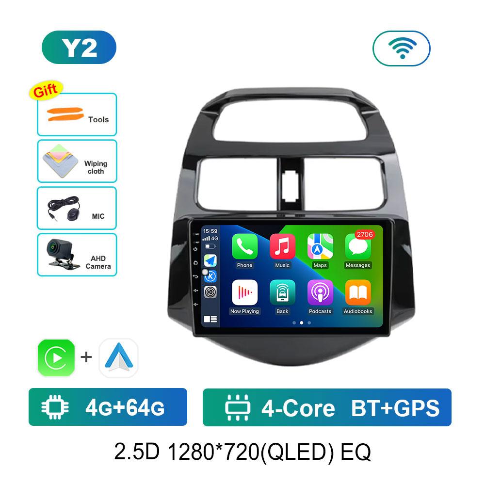 DSP Stereo Car Radio Multimedia player for Chevrolet Spark Beat Matiz Creative 2009 - 2016 Android 14 Navi GPS QLED Screen