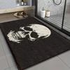 Gothic Christmas Floor Rug Spooky Skeleton Wearing Santa Hat Dark Style Merry Christmas Slogan Decor Area Rug for Porch Ornament