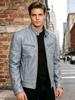 Men's slim-fit PU leather jacket stand-up collar locomotive jacket autumn and winter trend short jacket fashion casual leather jacket