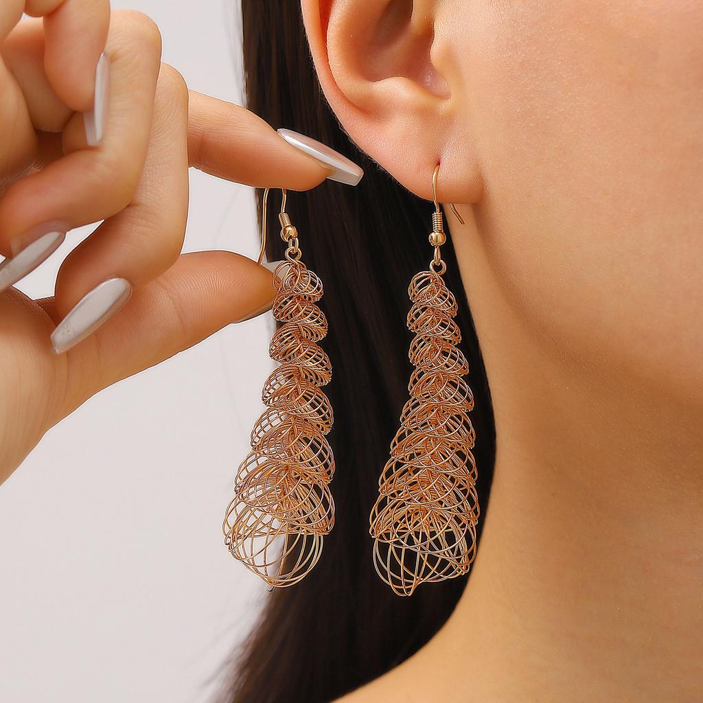Exaggerated Gold Color Heart Oval Earrings For Women Metal Earing Jewelry Trending Irregular Wrinkled Geometric Earrings
