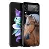 Animal Horse Phone Case For Samsung Galaxy Z Flip 6 5 4 3 Shell For Samsung Z Flip3 Flip4 Flip5 Flip6 Black Hard PC Cover