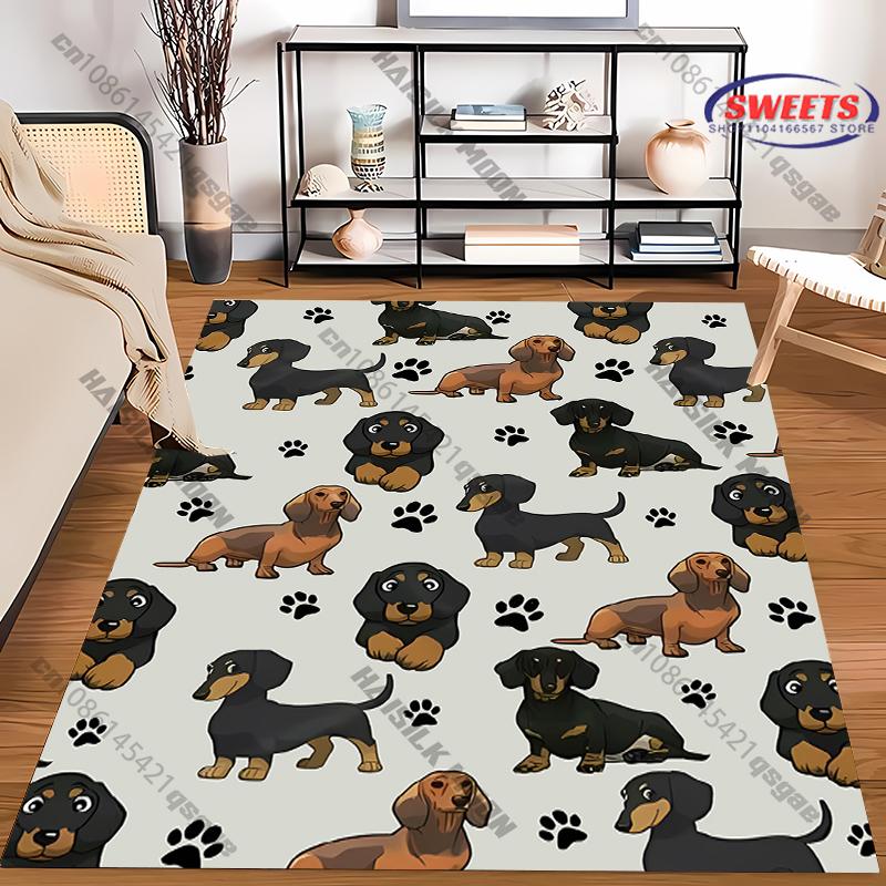 Free shipping! "Playful Dachshund Pattern Rug for Living Rooms" carpet for home sofa bedroom, gift