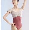 Womens Short Sleeve Ballet Leotard Dance Practice Performance Gymnastics Workout Stretchy Nylon Bodysuit