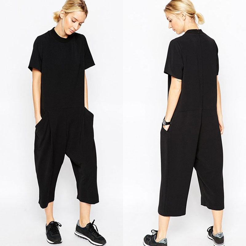 Buy Elegant Women Plus Size Coveralls Side Pocket Loosefitting Harem