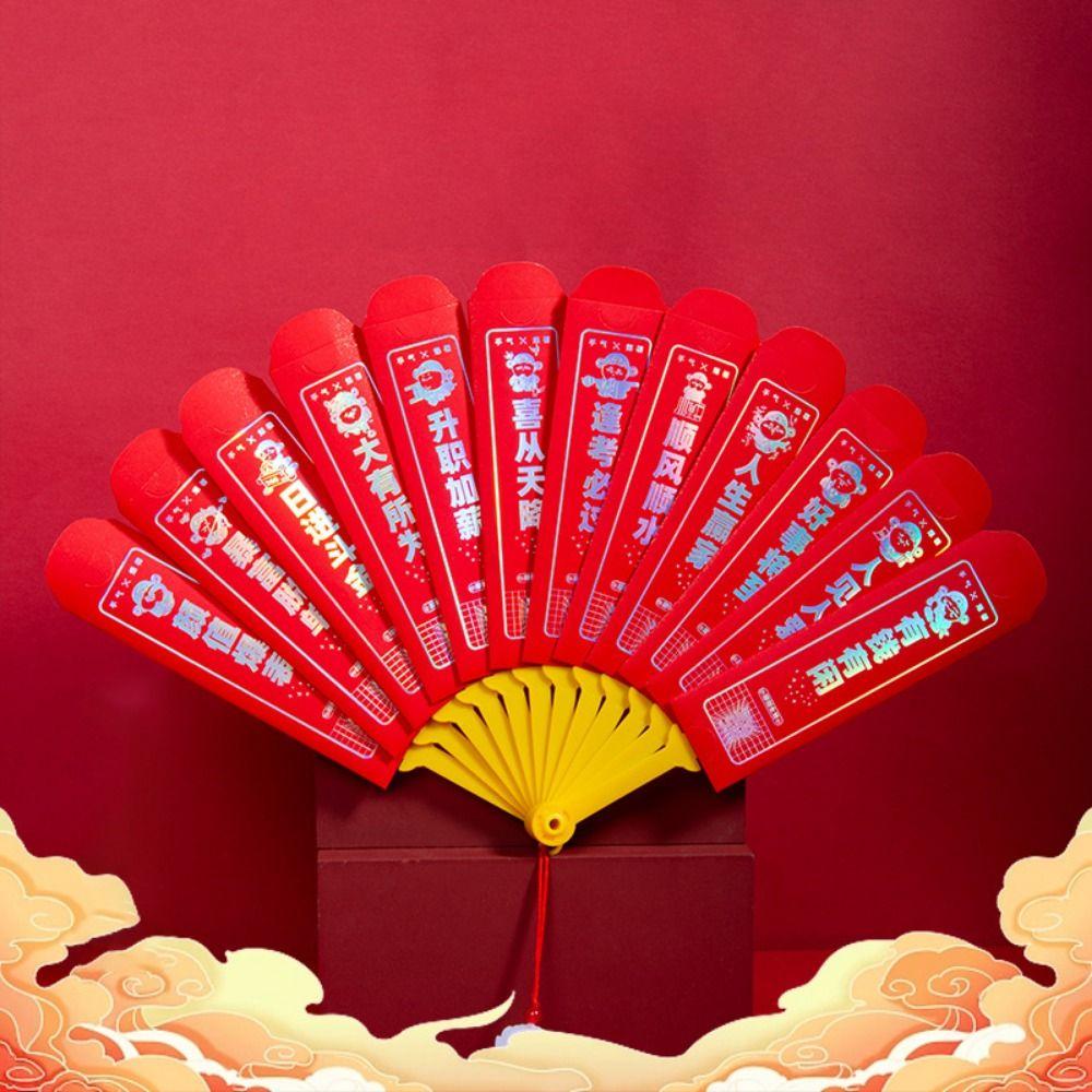 

Blessing Fan Shape Red Pockets Traditional Snak Year Red Envelope Party Gifts Fan Shape