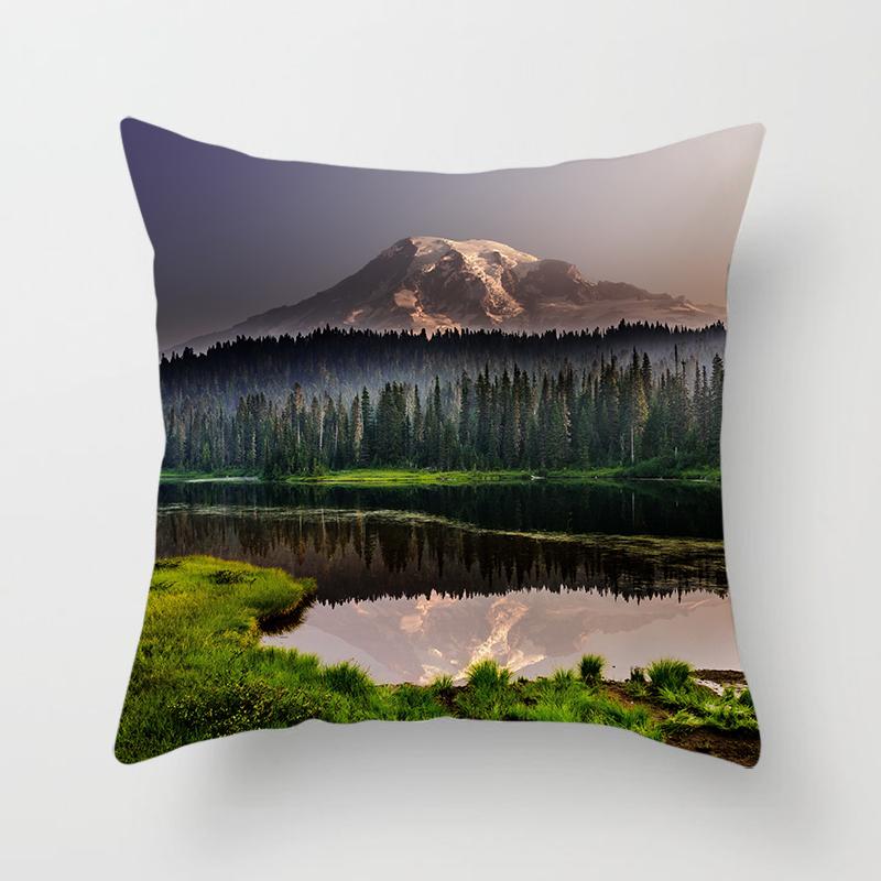 Natural Scenery Beautiful Printed Pillow Cover Sofa Decoration Ornament Office Seat Car Cushion Cover Home Decor Pillow Cover