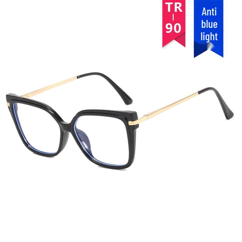 2023 Trendy TR90 Anti-Blue Light Cross Metal Square Glasses Frame - Celebrity Street Style