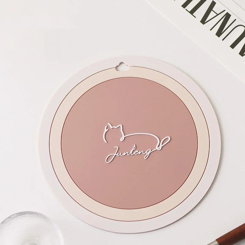 Silicone Round Solid Color Coasters Heat Insulation Waterproof Oilproof Mats Thickening Mat Home and Decoration Kitchen Utensils