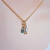 [Bebe Lapin] Natural Stone and Freshwater Pearl Necklace with 14k Gold Filled Chain (Comes in a Gift Box with Paper Bag) (Blue Topaz)