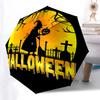 Halloween Castle  Themed Folding Umbrella Fashion Auto-Open 8 Iron Ribs Plastic Handle Foldable Sunshade Perfect Christmas Gifts