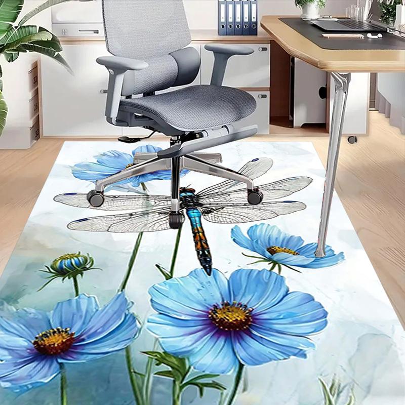 1PC Dragonfly Flowers Extra Large Non Slip Floor carpet, Office, family, bedroom, Studio   Large Area Rug Indoor Rugs, , Vibrant Colors