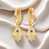 925 Sterling Silver Golden Religious Symbol Drop Earrings Women Earrings Charm Fashion Versatile Party Jewelry Gifts