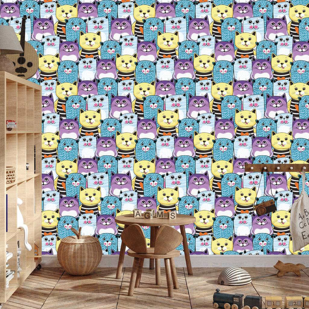 Colorful Kittens Wallpaper for Living Room and Bedroom 50x1000