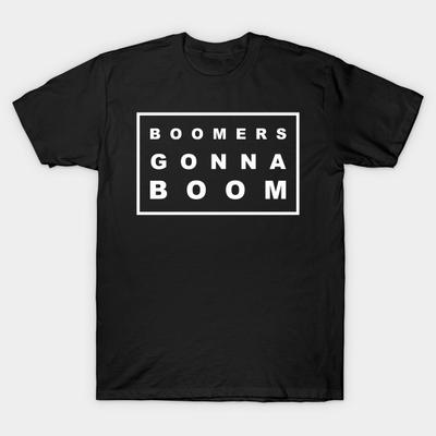 Asian Size Men Print T-shirt Boomers Gonna Boom No-Cut Heat Transfer Print Cotton Tshirt