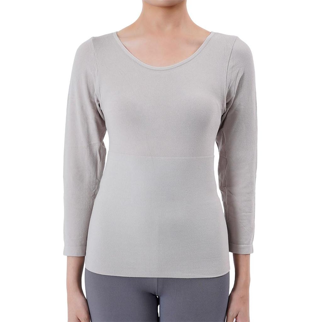 Not Fukusuke Beauty Warming Solid Color Shirt with Belly Fiber in the Belly Wide Rose Size 170 [Satisfied] Applicable. Women's Long-Sleeve Warmer,